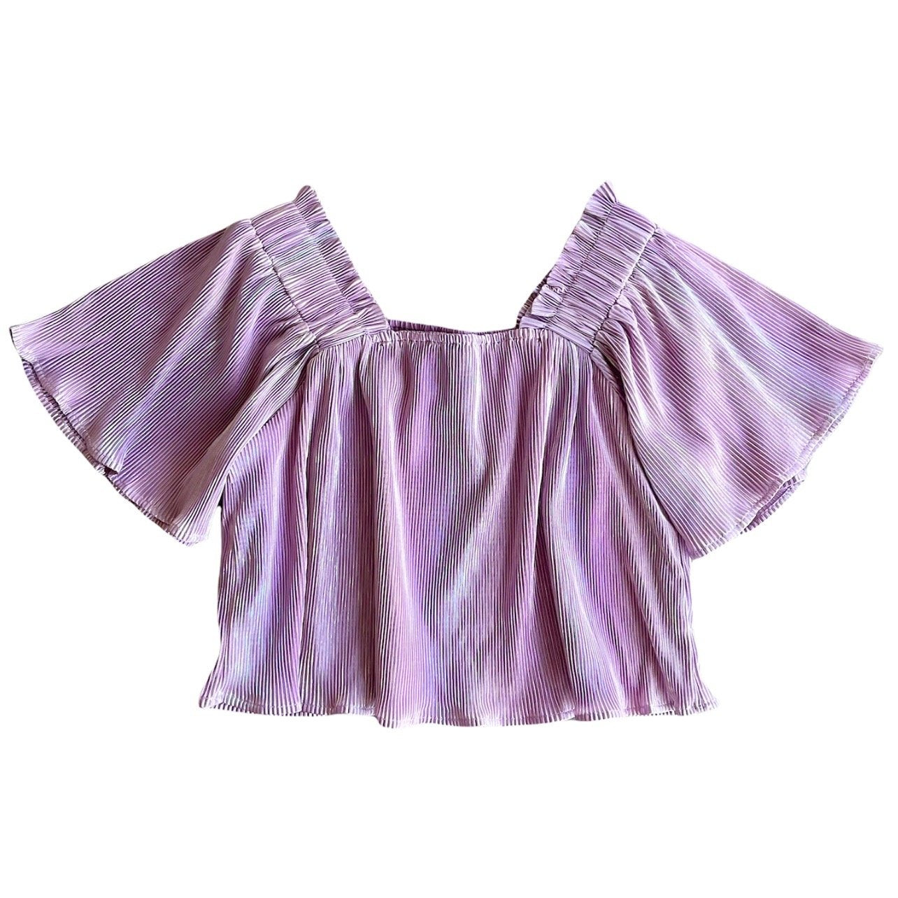 Lavender Pleated Flutter Top