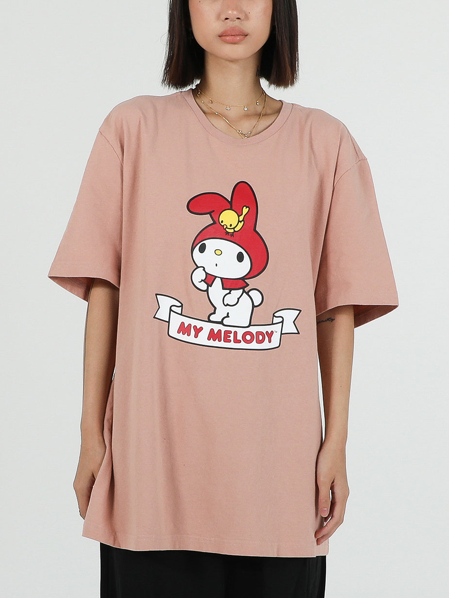 Printstar Sanrio Licensed Show by Rock!! Cyan Heavy Weight White T-Shirt: M