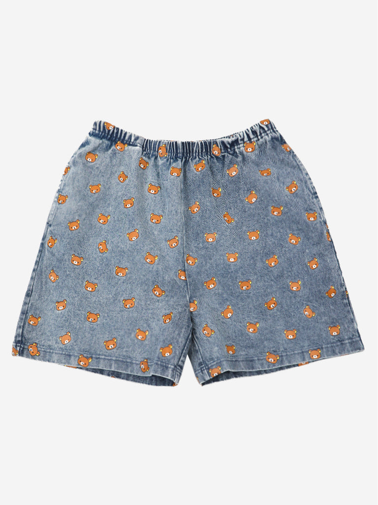 Rilakkuma Character Repeat Denim Easy Shorts - Rilakkuma | DUMBGOOD