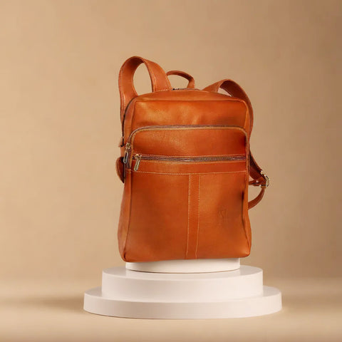 Handmade Tan Leather Backpack - Katz Leather