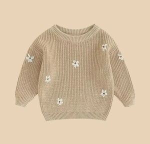Daisy Embroidered Knit Sweater - Reverie Threads