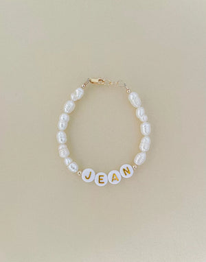 Personalized Name Mommy & Baby Bracelet in Pearly White - Reverie Threads
