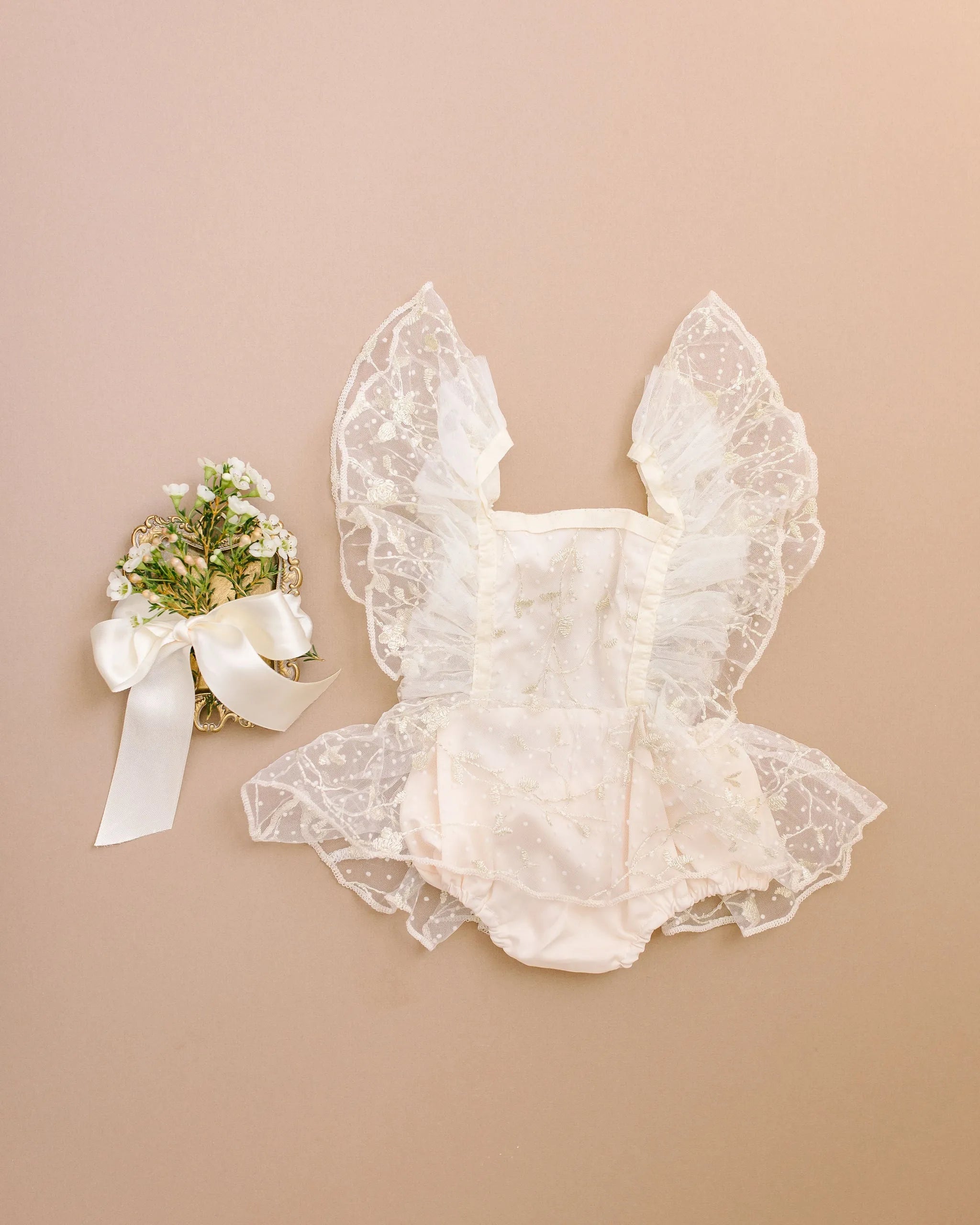 Starlight Lace Romper in Ivory