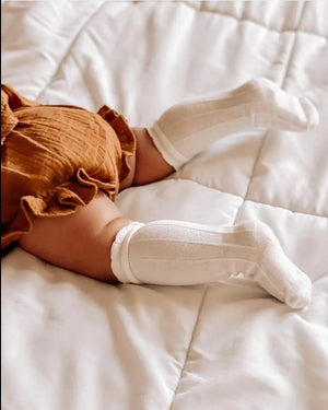 Knee High Socks in White - Reverie Threads