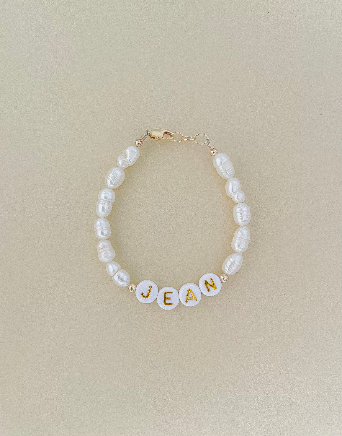 Personalized Name Mommy & Baby Bracelet in Pearly White