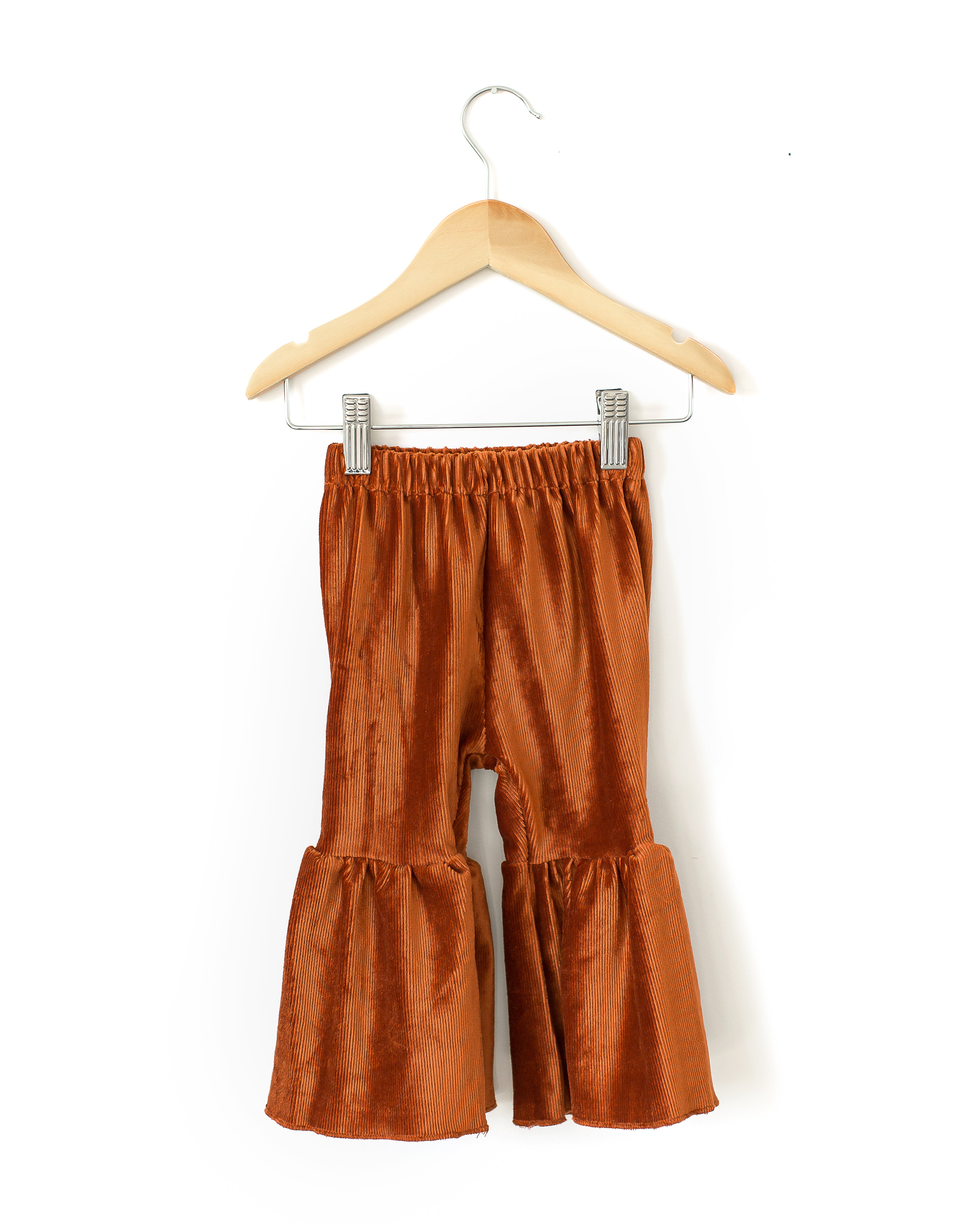 Corduroy Bell Bottom Pants in Rust