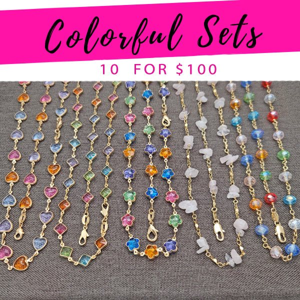 10 Colorful Necklace and Bracelet Sets ($10.00 each) for $100 Gold Layered