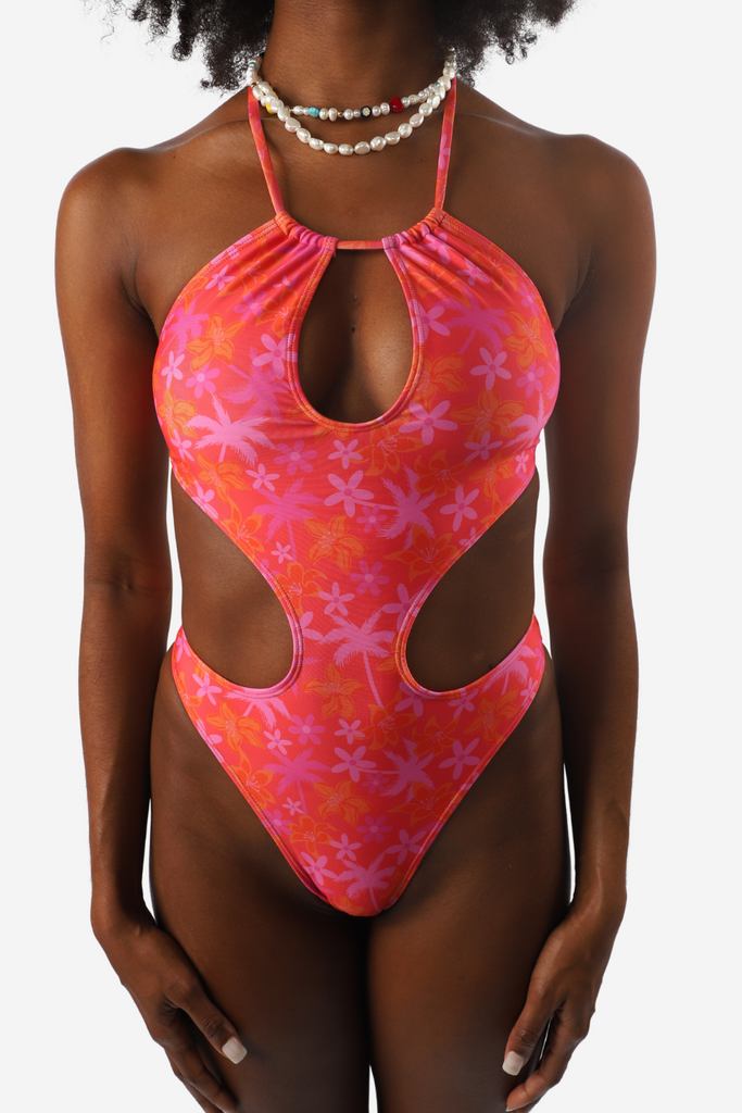 Nova Swimwear Womens Neon Tropics Shelf Bra One Piece – FreeStyle