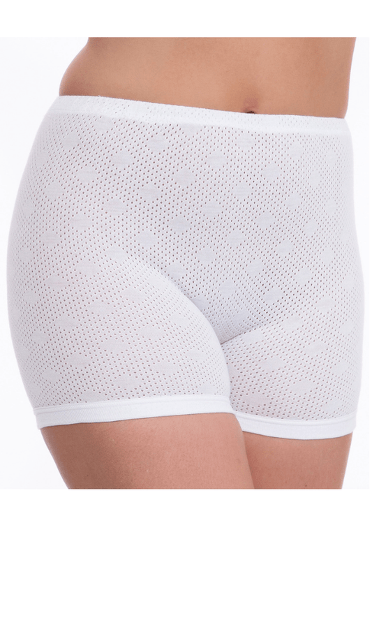 Cotton Eyelet Cuff Leg Brief - Knickers - White – Pure Night