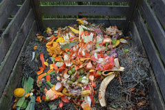 Compost scraps in a compost pile