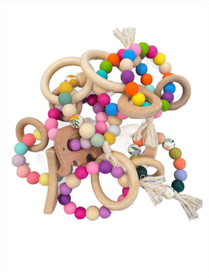 Silicone & Wood Baby Teether - Bright Beginnings Boutique