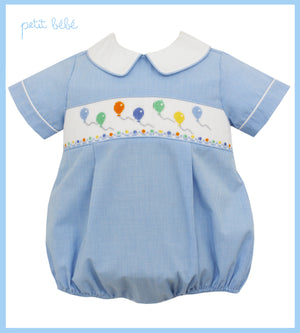 Balloon Smocked Blue Bubble Bright Beginnings Boutique