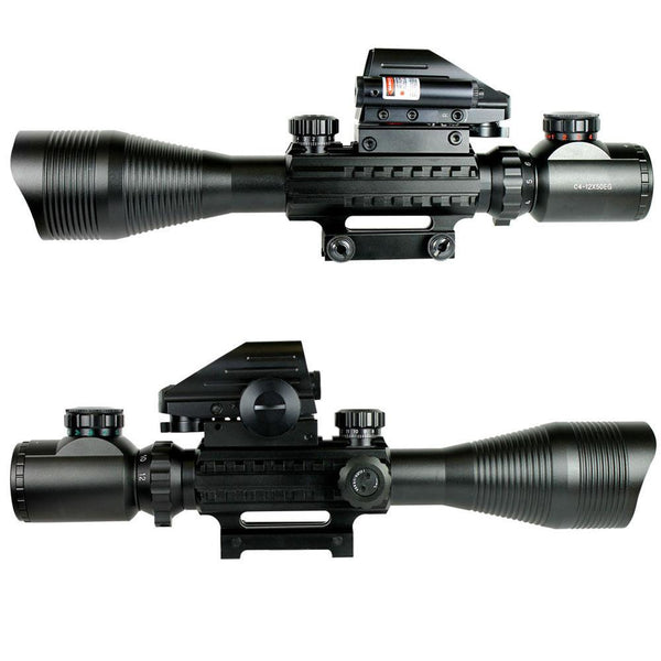 4 12x50 Eg Tactical Rifle Scope With Holographic 4 Reticle Sight And Red