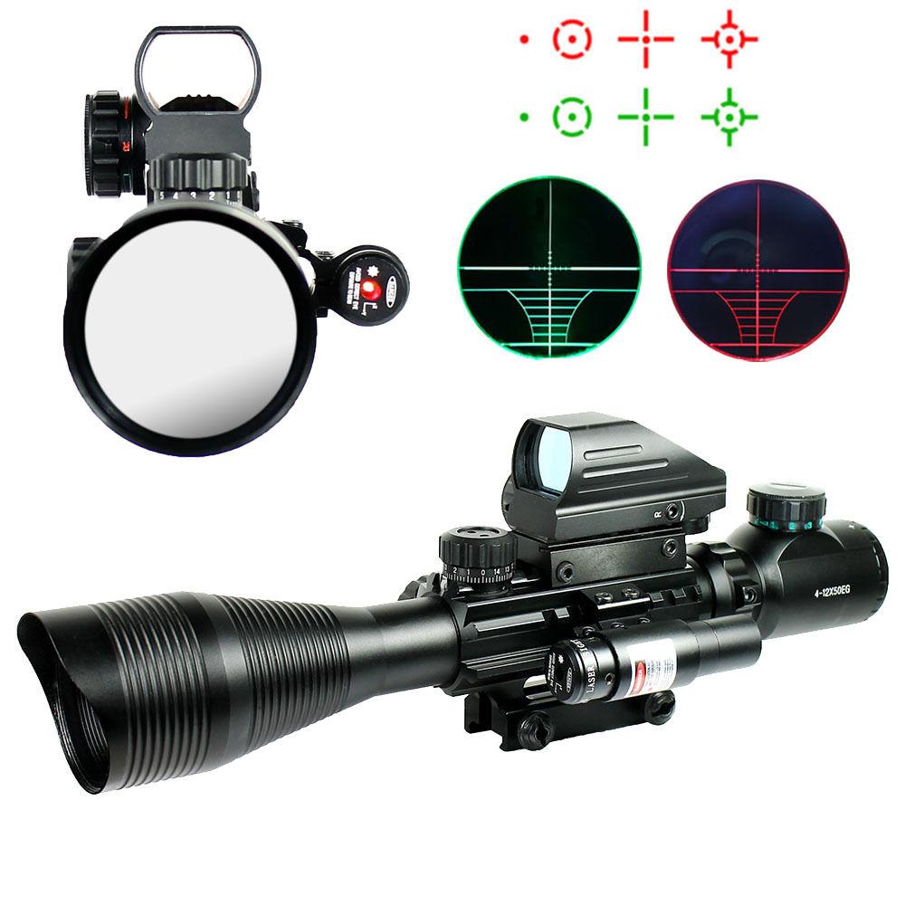 4 12x50 Eg Tactical Rifle Scope With Holographic 4 Reticle Sight And Red