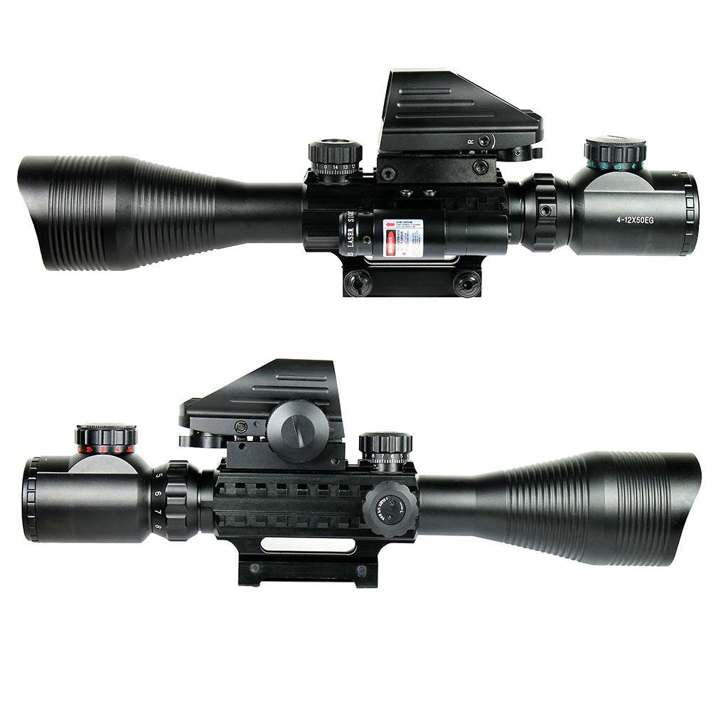 4 12x50 Eg Tactical Rifle Scope With Holographic 4 Reticle Sight And Red