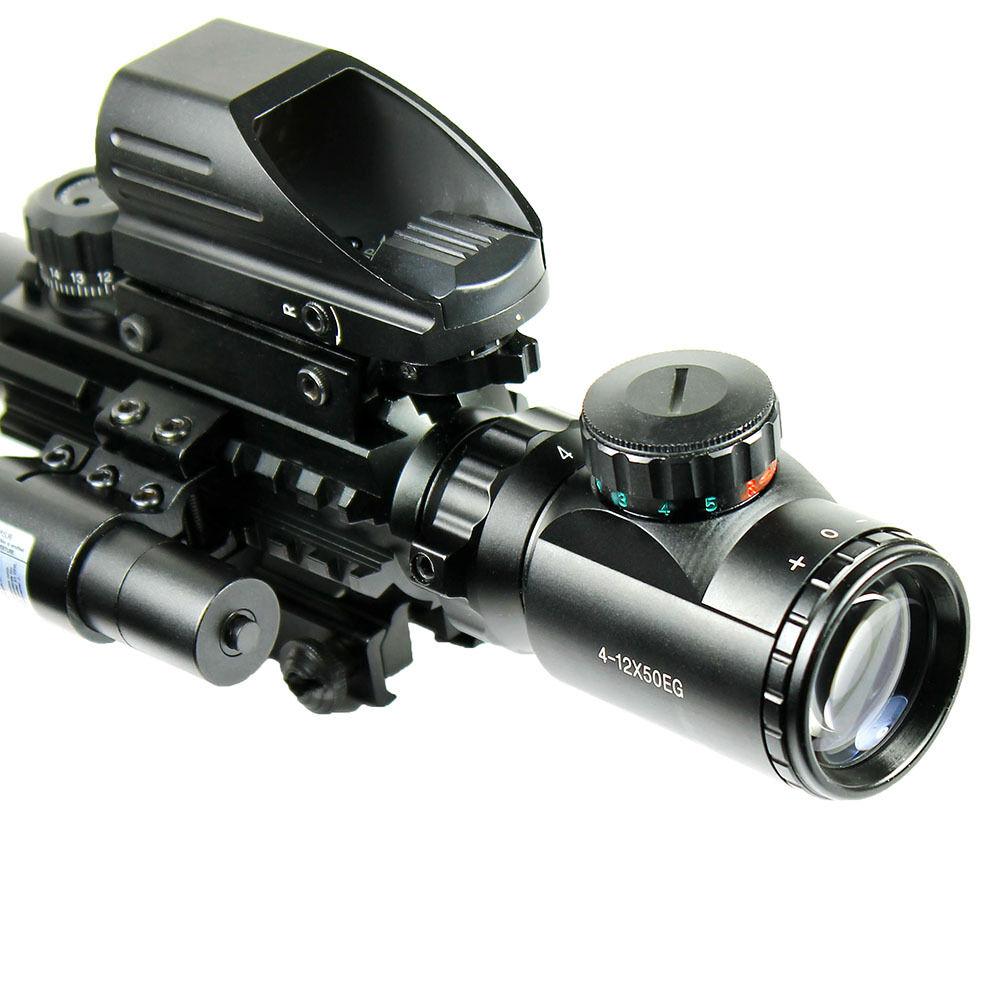4 12x50 Eg Tactical Rifle Scope With Holographic 4 Reticle Sight And Red
