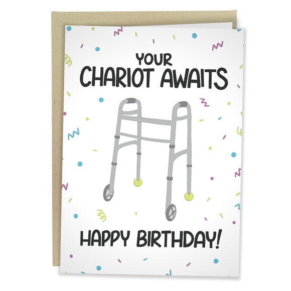 Funny Birthday Card / Elderly Walker Birthday Card - Sleazy Greetings