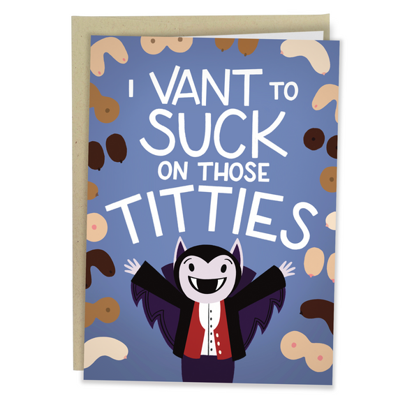 Suck On Those Titties Card Funny Halloween Card Sleazy Greetings