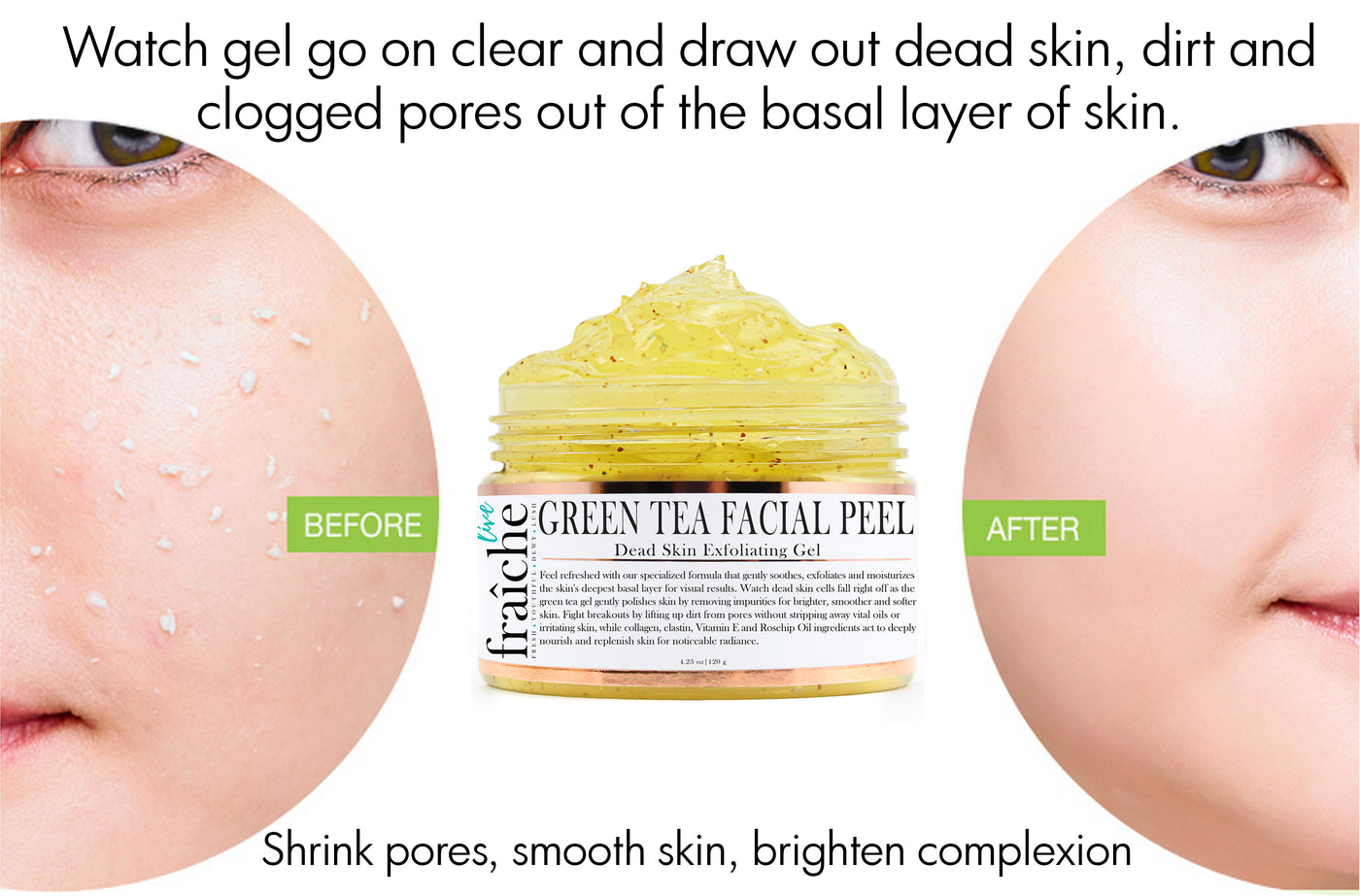 24k Gold Green Tea Facial Peel (Dead Skin Exfoliator & Skin Brightenin ...