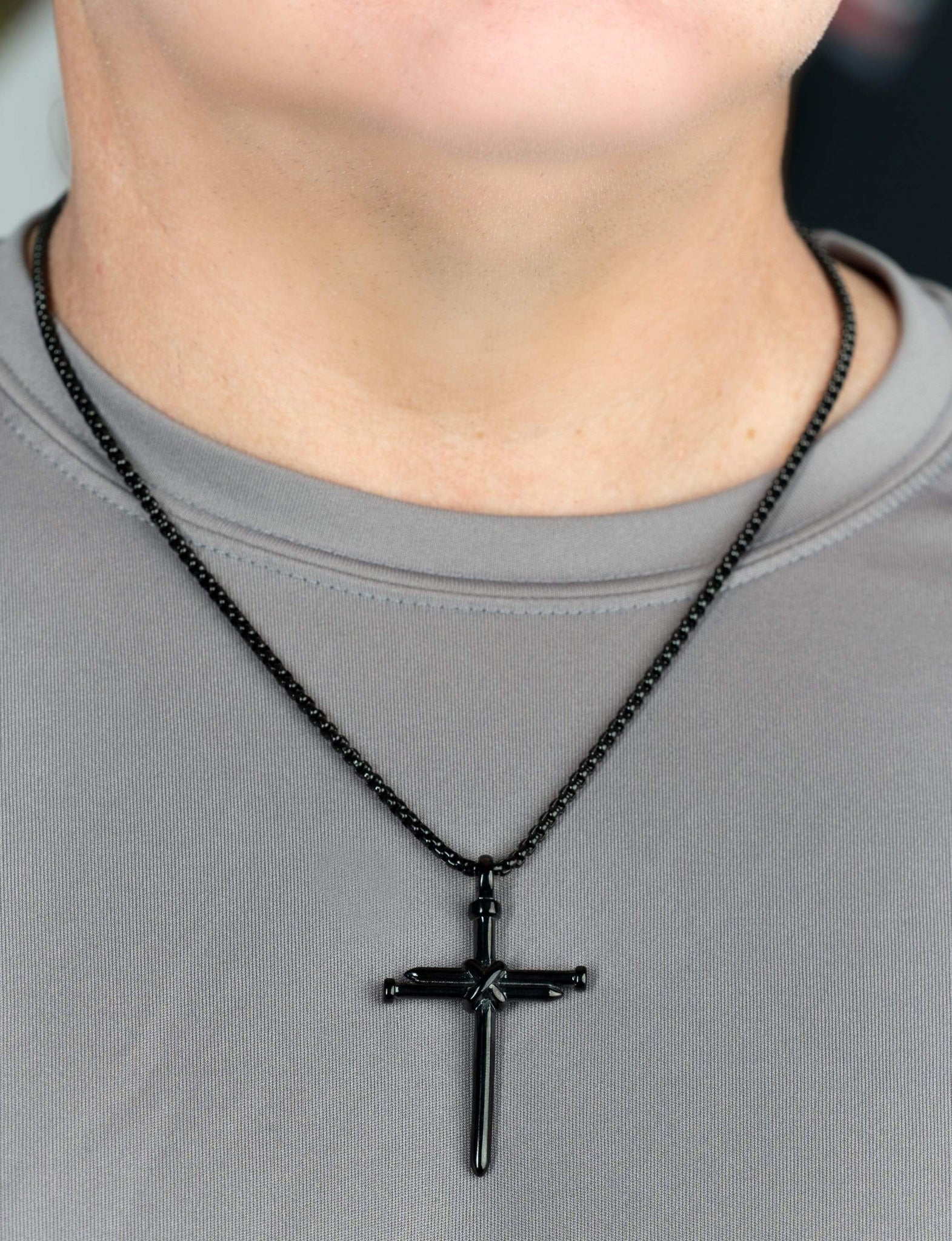 mens nail cross pendant