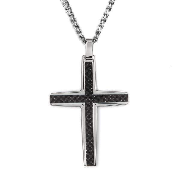 men's carbon fiber cross necklace