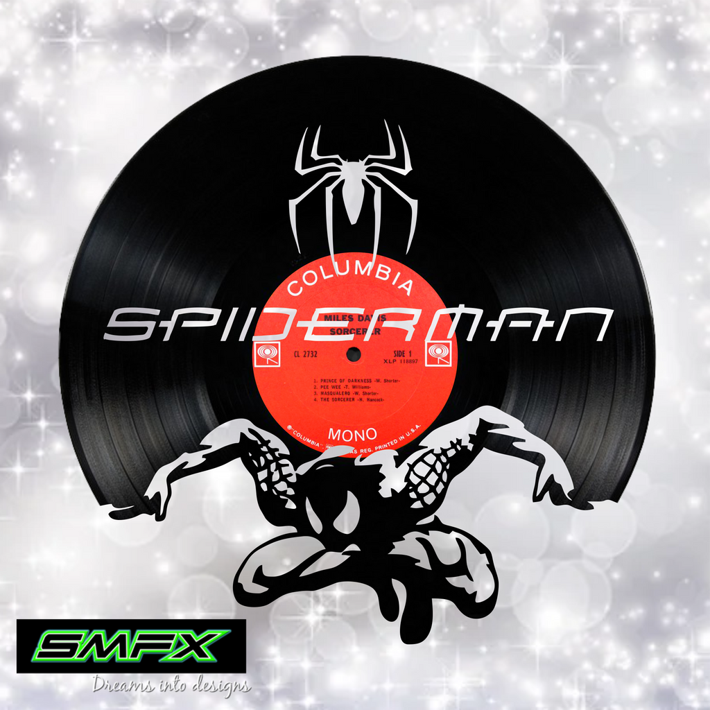 SPIDERMAN Laser Cut Vinyl Record artist representation or vinyl clock —  SMFX Designs