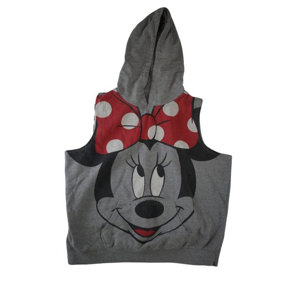 Disney Minnie Mouse Gray Sleeveless Hoodie Size Large