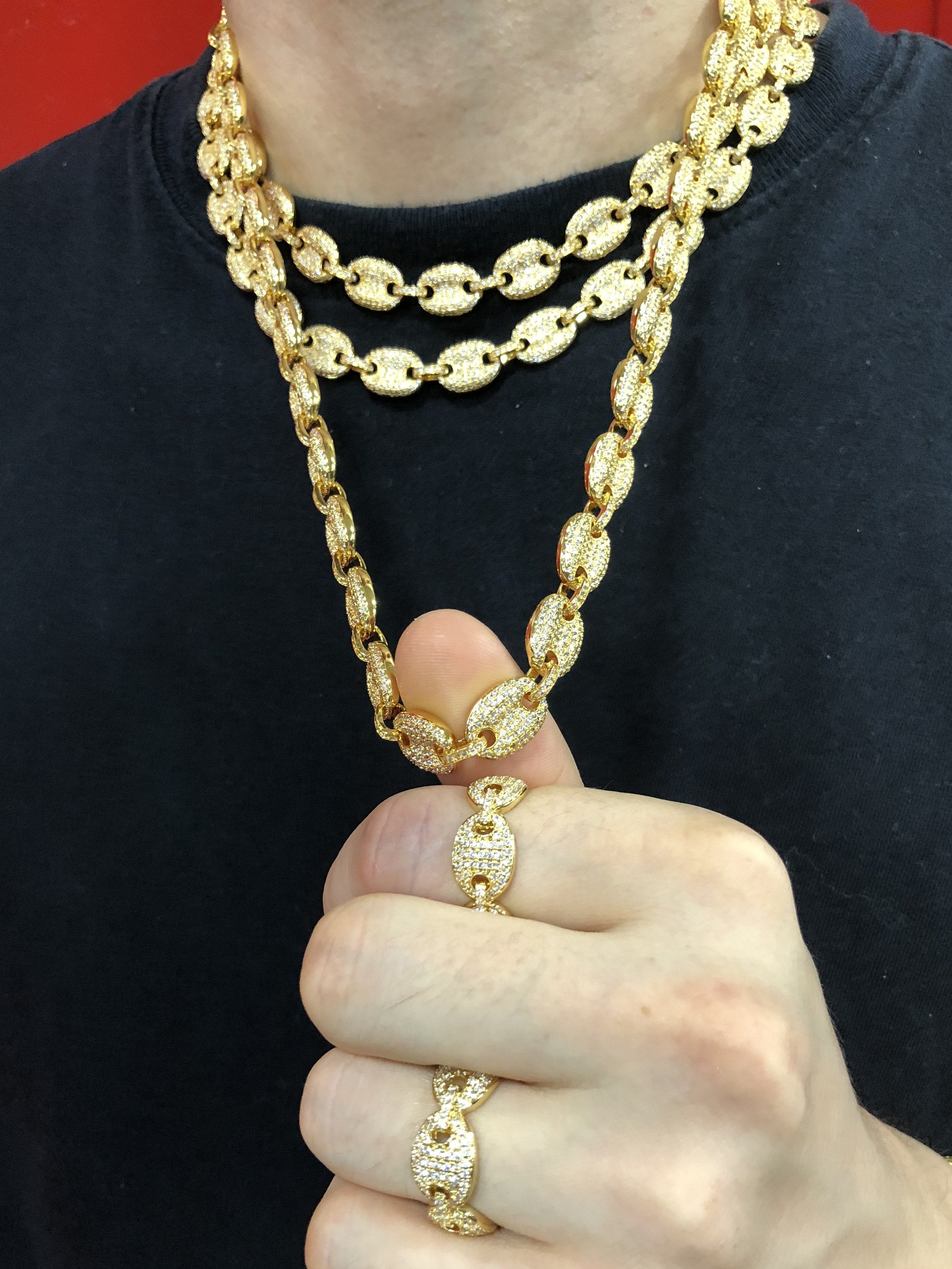 Bling Bling Bubble Mariner Marine Link Hip Hop Chain Gold Iced Out ...