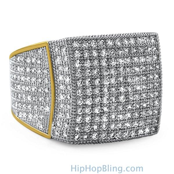 11 Row Gold CZ Bling Bling Ring