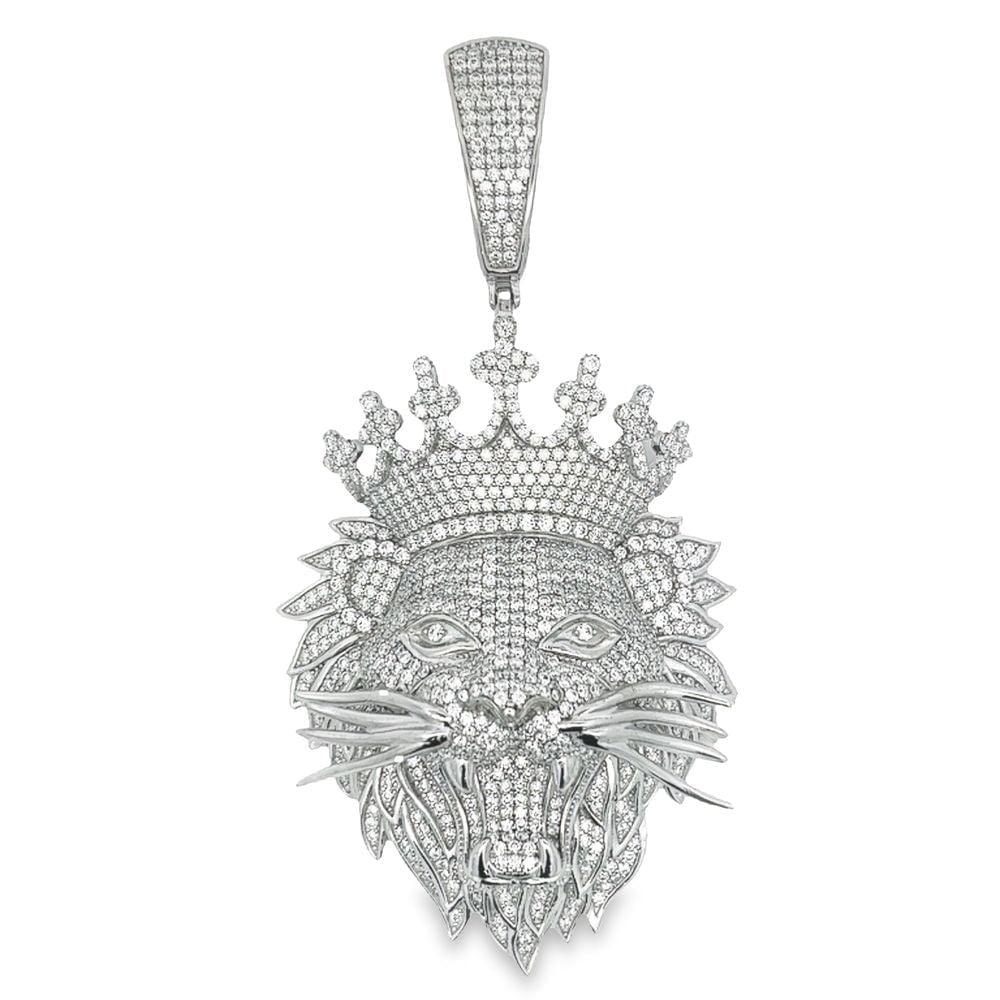 3D Crown Lion VVS Moissanite Pendant 10.13cttw .925 Sterling Silver