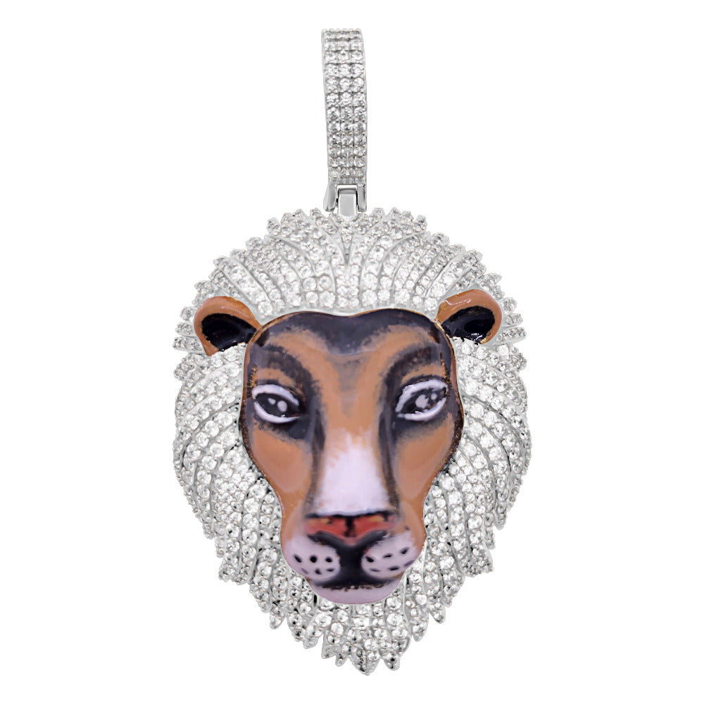 3D Tiger Enamel CZ Hip Hop Iced Out Pendant