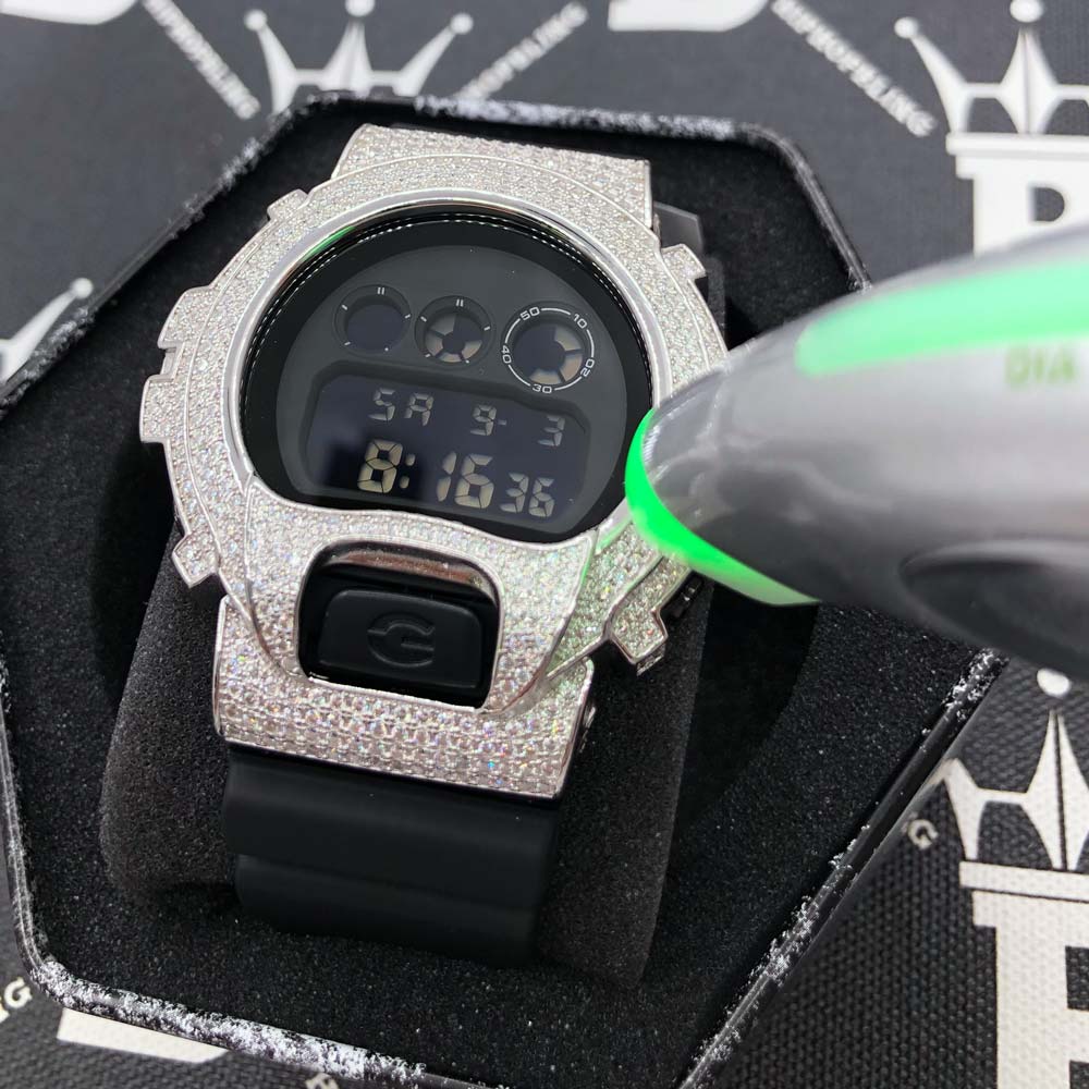 4.25 Carat Moissanite VVS Iced Out G Shock DW6900 Custom Watch