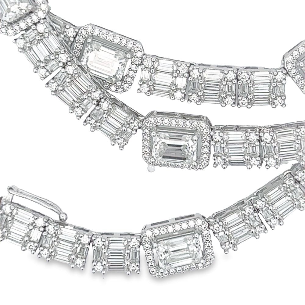 45.00 Carat Baguette Cluster Moissanite Chain Iced Out .925 Sterling Silver