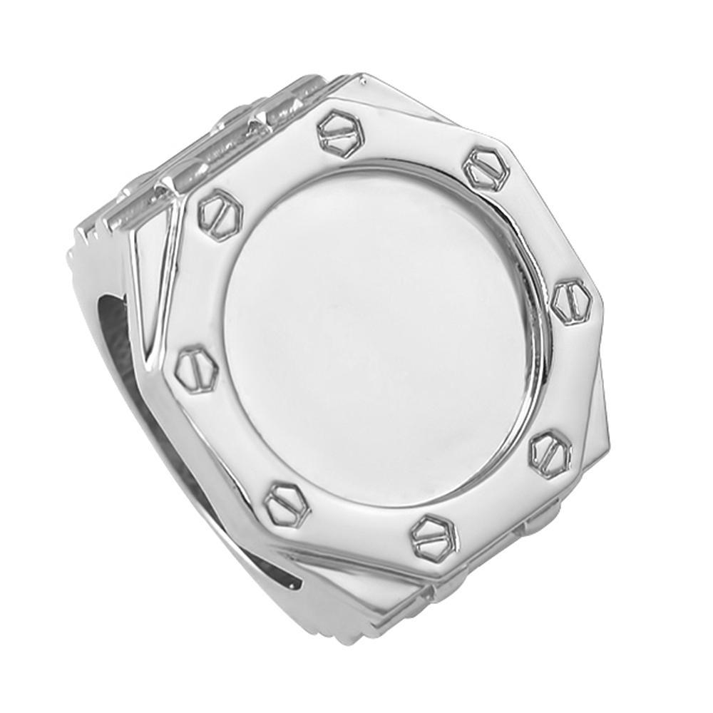 8 Sided Face Custom Rhodium Designer Ring