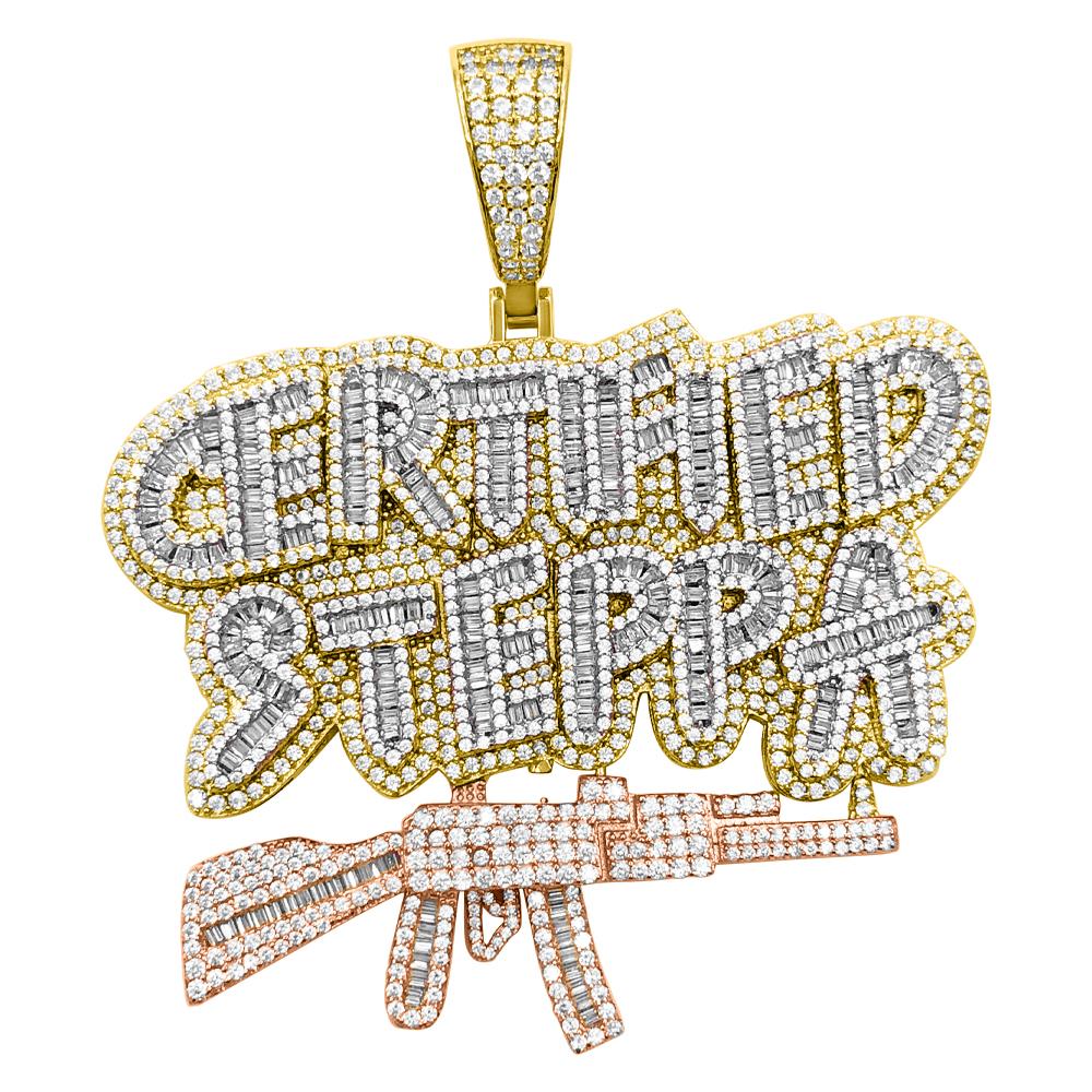 .925 Silver Certified Steppa Baguette VVS CZ Hip Hop Bling Pendant