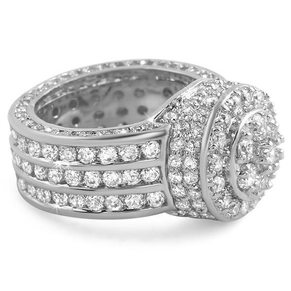 .925 Silver Custom Cluster CZ Bling Ring