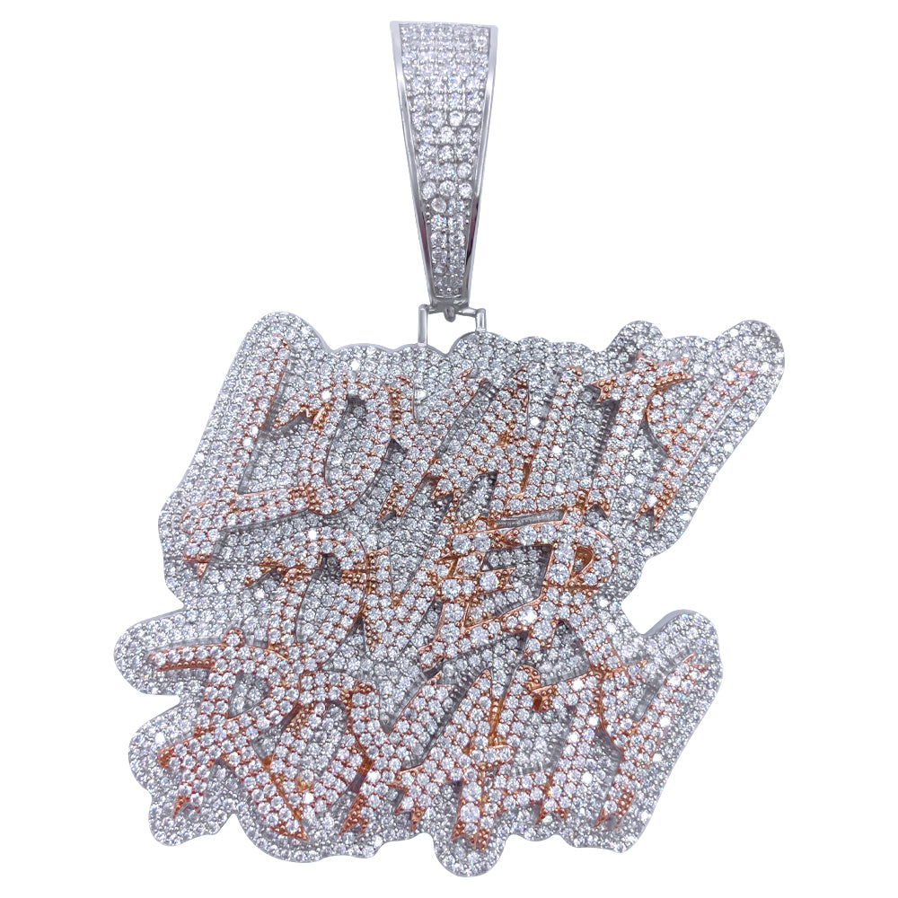 .925 Silver Loyalty Over Royalty VVS CZ Iced Out Pendant