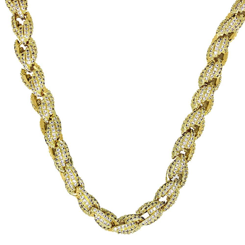 .925 Sterling Silver Bling Bling Rope Chain 8MM CZ Gold