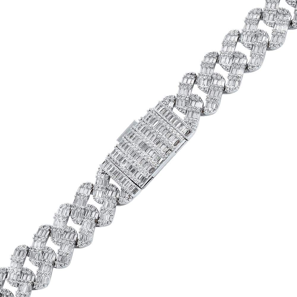 Baguette Thick Cuban Moissanite Bracelet Iced Out .925 Sterling Silver