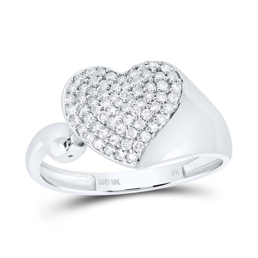 Big Heart Fancy Diamond Ring 10K Gold