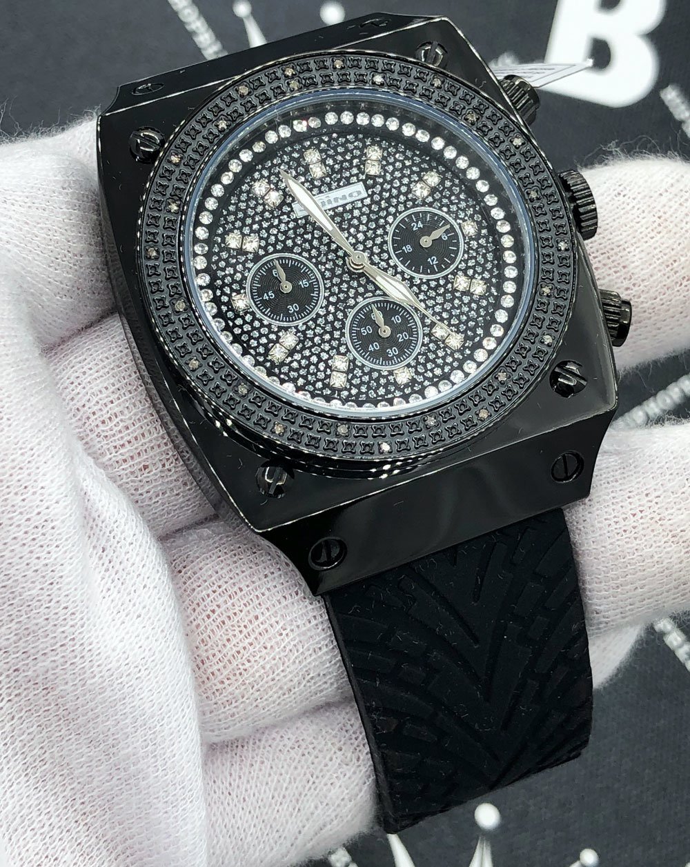 Black Square Dial .25 Carat Diamond Hip Hop Watch JoJino