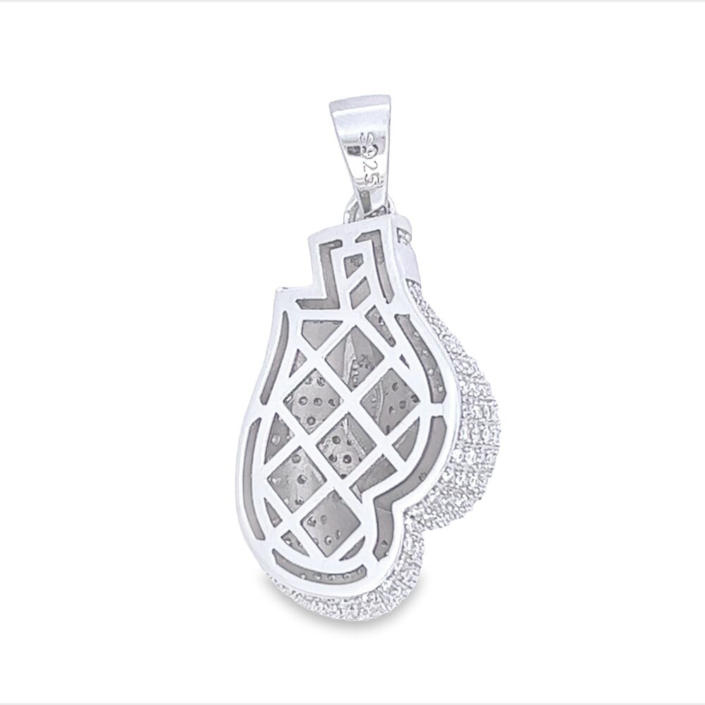 Boxing Gloves Iced Out VVS Moissanite Pendant .925 Sterling Silver