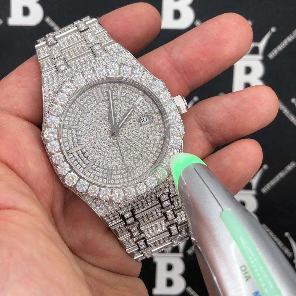 Bust Down Moissanite Steel VVS Iced Out Watch