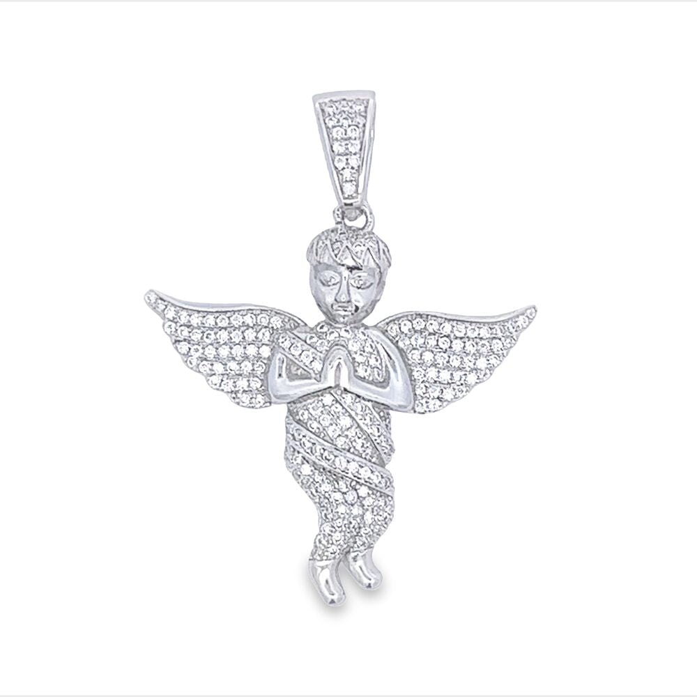 Cherub Angel Iced Out VVS Moissanite Pendant .925 Sterling Silver