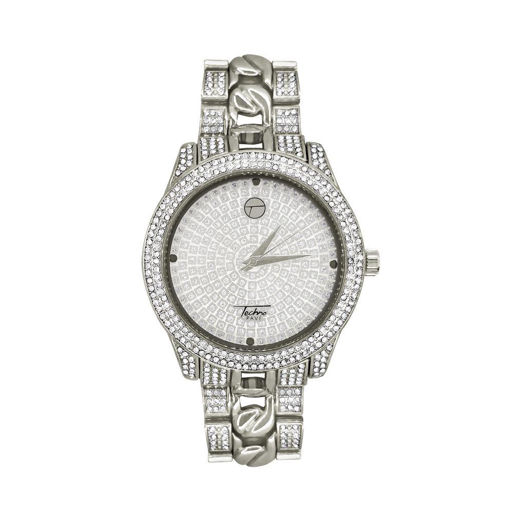 Cuban Link Pave Iced Out Bling Hip Hop Watch