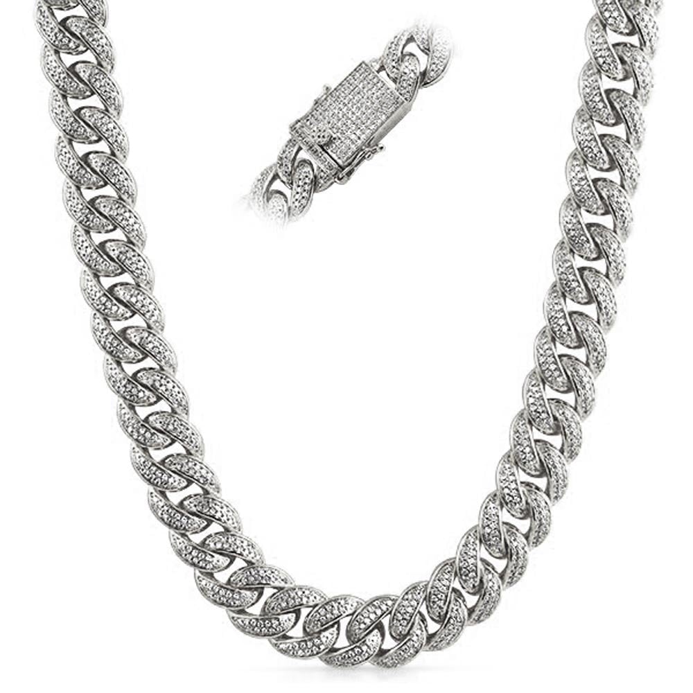 Cuban Moissanite Chain Iced Out Lock 15MM .925 Sterling Silver
