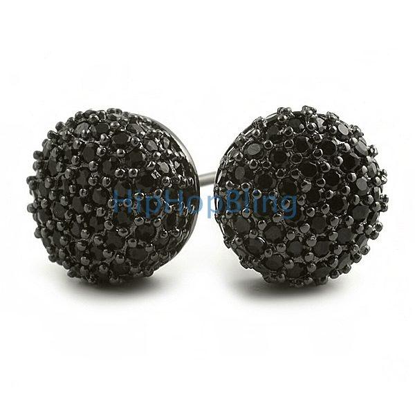 Cylinder Black CZ Micro Pave Hip Hop Earrings