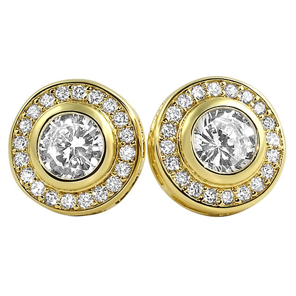 CZ Solitaire Circle Bling Earrings