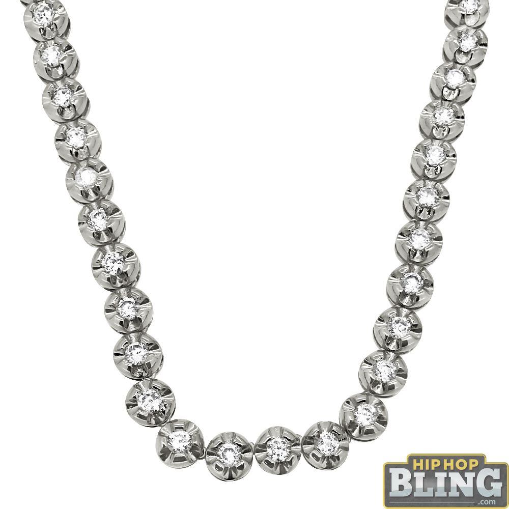 Diamond Cut Bezel CZ 1 Row Bling Bling Chain