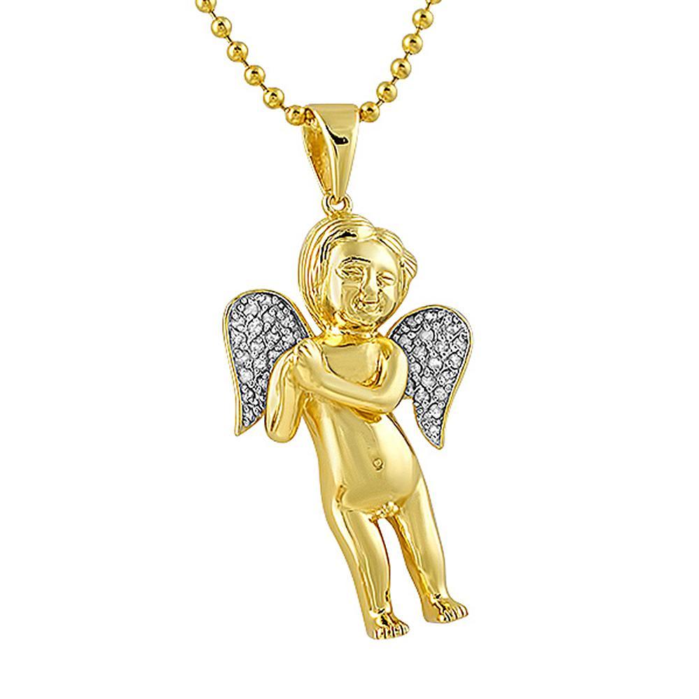 Diamond Mini Cherub Angel Pendant .70cttw .925 Sterling Silver